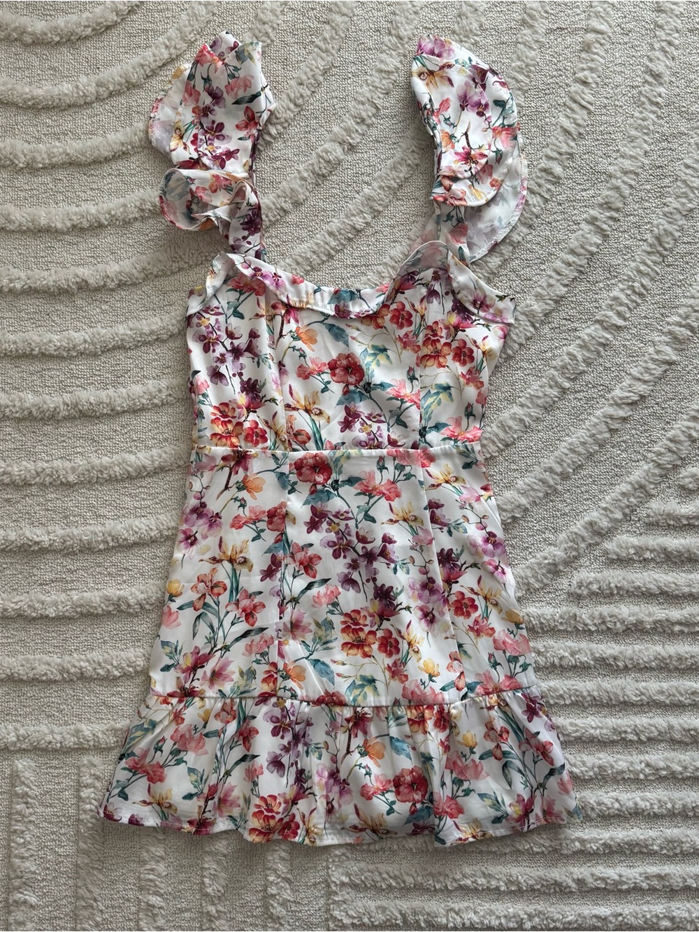 NSR Mini Floral Dress Ruffle Sleeve Straps Women’s Size XS